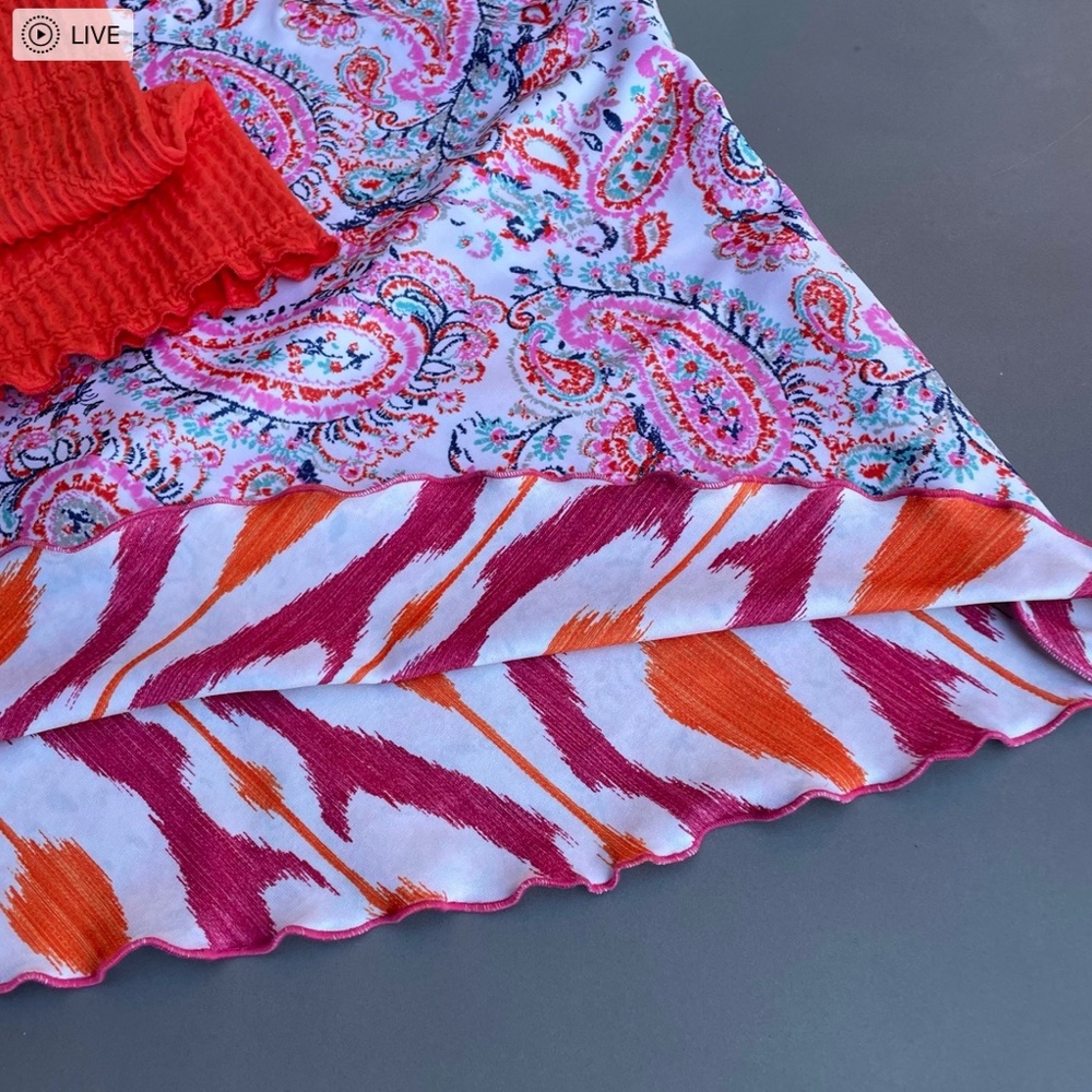 Reversible Bias Skirt Red and Orange - Picture 5 of 7